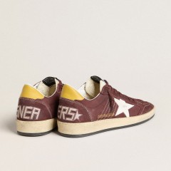 Golden Goose Men's Ball Star In Chocolate Nubuck With Leather Star And Heel Tab