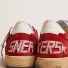 Golden Goose Men's Ball Star In Dark Red Suede With White Star And Heel Tab