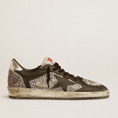 Golden Goose Men's Ball Star In Elephant-print Leather With Black Leather Star