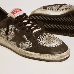 Golden Goose Men's Ball Star In Elephant-print Leather With Black Leather Star