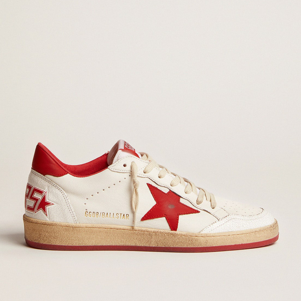 Golden Goose Men's Ball Star In White Leather