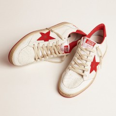 Golden Goose Men's Ball Star In White Leather