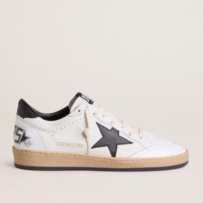 Golden Goose Men's Ball Star In White Nappa With Black Star