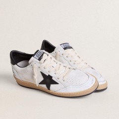 Golden Goose Men's Ball Star In White Nappa With Black Star