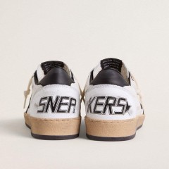 Golden Goose Men's Ball Star In White Nappa With Black Star