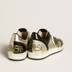 Golden Goose Men's Ball Star LAB In Silver Leather With Brown Leather Star And Black Heel Tab