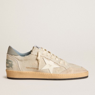 Golden Goose Men's Ball Star LTD In Gray Canvas With Leather Star And Nubuck Heel Tab