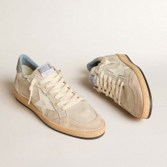 Golden Goose Men's Ball Star LTD In Gray Canvas With Leather Star And Nubuck Heel Tab