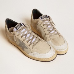 Golden Goose Men's Ball Star LTD In Leather And Suede With Crocodile Print Leather Star