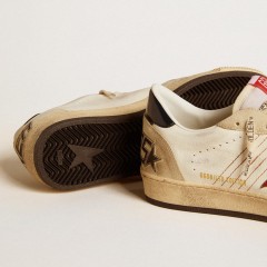 Golden Goose Men's Ball Star LTD In Nappa Leather With Red Leather Star And Leather Heel Tab