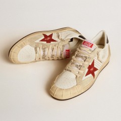 Golden Goose Men's Ball Star LTD In Nappa Leather With Red Leather Star And Leather Heel Tab