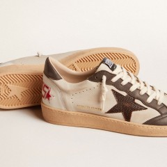 Golden Goose Men's Ball Star LTD In Nappa With Brown Star And Gray Leather Heel Tab