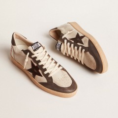 Golden Goose Men's Ball Star LTD In Nappa With Brown Star And Gray Leather Heel Tab