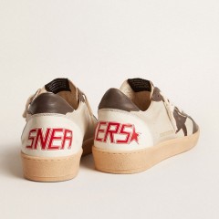 Golden Goose Men's Ball Star LTD In Nappa With Brown Star And Gray Leather Heel Tab