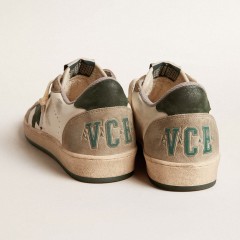 Golden Goose Men's Ball Star LTD In Nappa With Green Star And Dove-gray Suede Inserts