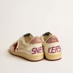 Golden Goose Men's Ball Star LTD In Nylon With Pomegranate Suede Star And Leather Heel Tab