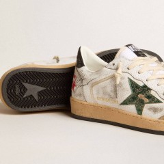 Golden Goose Men's Ball Star With Metallic Leather Star And Gray Leather Heel Tab