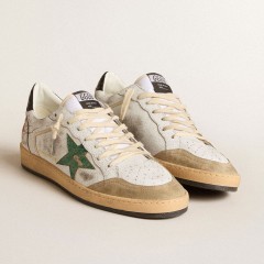 Golden Goose Men's Ball Star With Metallic Leather Star And Gray Leather Heel Tab