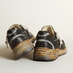 Golden Goose Men's Dad-Star In Black Mesh And Nappa With Ice-colored Star