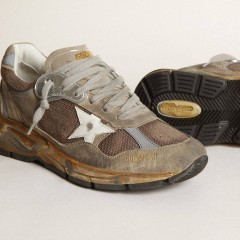 Golden Goose Men's Dad-Star In Dove Gray Mesh And Suede