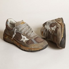 Golden Goose Men's Dad-Star In Dove Gray Mesh And Suede