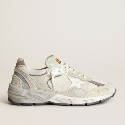 Golden Goose Men's Dad-Star In White And Gray Suede And White Leather Star