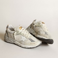 Golden Goose Men's Dad-Star In White And Gray Suede And White Leather Star