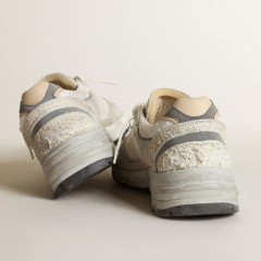 Golden Goose Men's Dad-Star In White And Gray Suede And White Leather Star