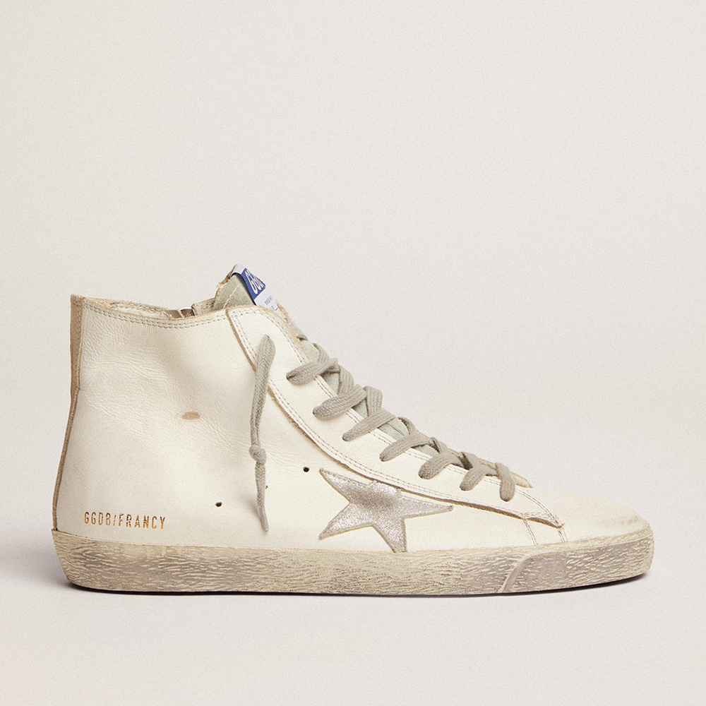 Golden Goose Men's Francy In Leather With Silver Suede Star