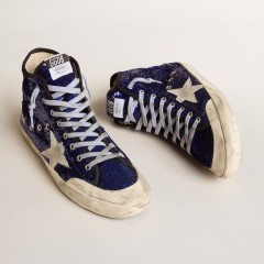 Golden Goose Men's Francy Penstar In Blue Sequins With Ice-gray Suede Star