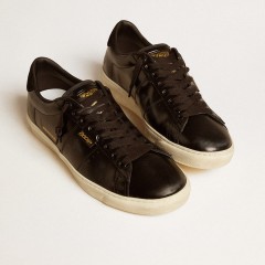 Golden Goose Men's Matchstar In Black Leather With Black Suede Heel Tab