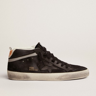 Golden Goose Men's Mid Star In Nubuck With Black Leather Star And Silver Flash