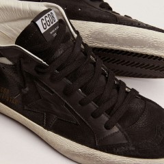 Golden Goose Men's Mid Star In Nubuck With Black Leather Star And Silver Flash