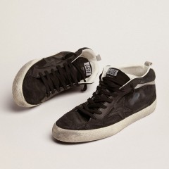 Golden Goose Men's Mid Star In Nubuck With Black Leather Star And Silver Flash