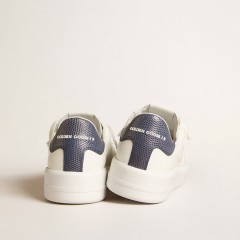 Golden Goose Men's Purestar In Leather With White Star And Blue Lizard Leather Heel Tab