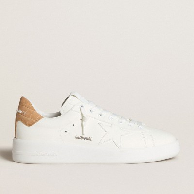 Golden Goose Men's Purestar With Leather Star And Croc-print Leather Heel Tab