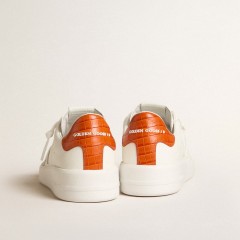 Golden Goose Men's Purestar With White Leather Star And Orange Heel Tab