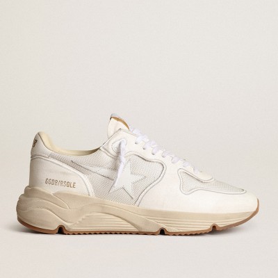 Golden Goose Men's Running Sole In Mesh And White Nappa