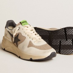 Golden Goose Men's Running Sole LTD In Gray Leather And White Nappa With Black Leather Star