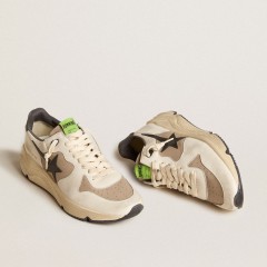 Golden Goose Men's Running Sole LTD In Gray Leather And White Nappa With Black Leather Star