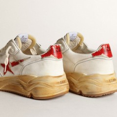 Golden Goose Men's Running Sole With Leather Star And Heel Tab With Red Print