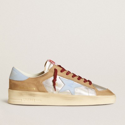 Golden Goose Men's Silver Stardan LTD With Light Blue Leather Star And Nubuck Inserts