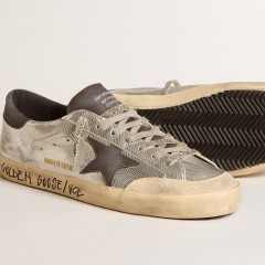 Golden Goose Men's Silver Super-Star LTD With Black Nubuck Star And Heel Tab