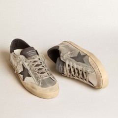 Golden Goose Men's Silver Super-Star LTD With Black Nubuck Star And Heel Tab