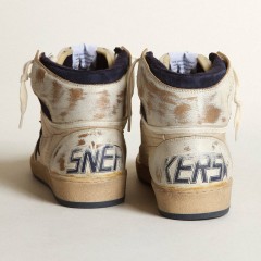 Golden Goose Men's Sky-Star In Cream-colored Nylon And Leather With Blue Suede Star