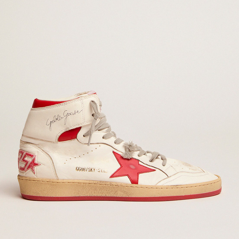 Golden Goose Men's Sky-Star With Signature On The Ankle And Red Inserts