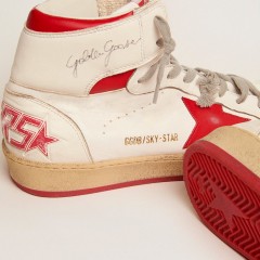 Golden Goose Men's Sky-Star With Signature On The Ankle And Red Inserts