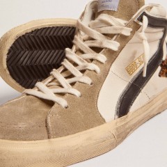 Golden Goose Men's Slide With Leopard Print Pony Skin Star And Black Flash