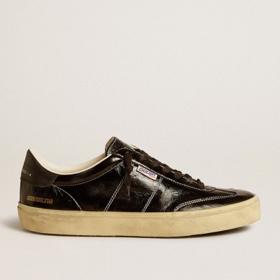 Golden Goose Men's Soul Star In Black Patent Leather With Black Leather Heel Tab