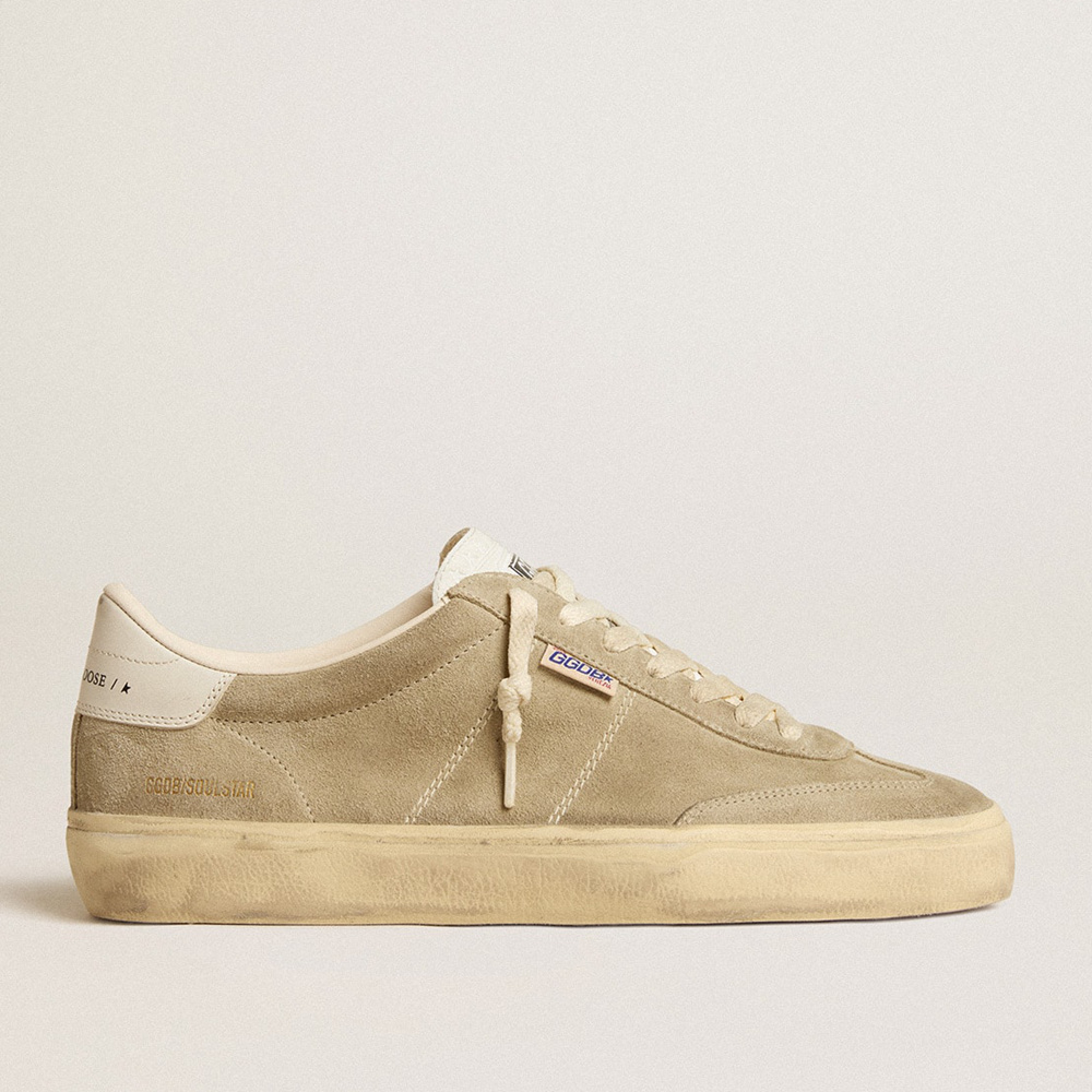 Golden Goose Men's Soul Star In Dove-gray Suede With White Leather Heel Tab And Tongue